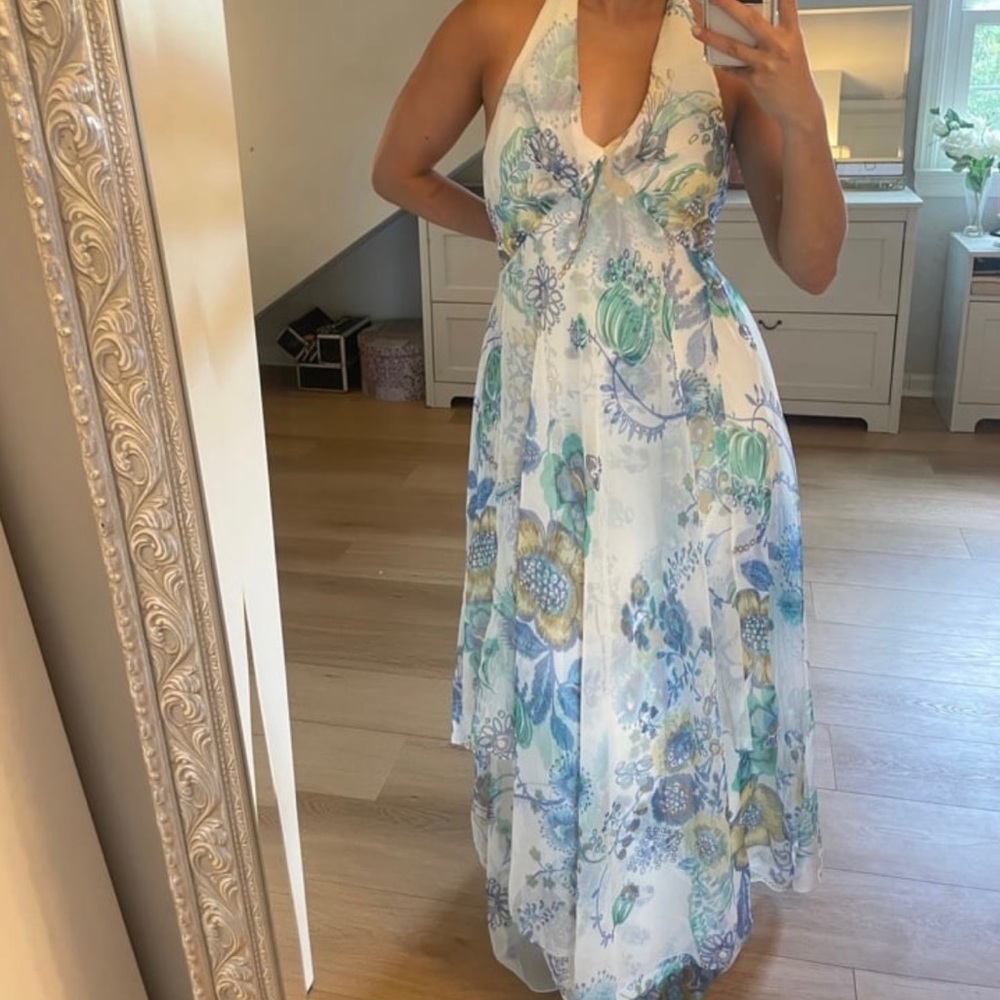 Floral Maxi Dress - Blue and Green - Picture 2 of 6